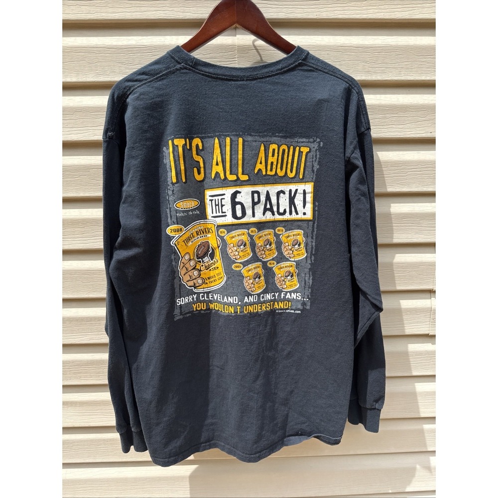 Y2K Dynasty Three Rivers Beer 6 Pack Pittsburg‎ Steelers Smack Talk Tshirt Sz XL
